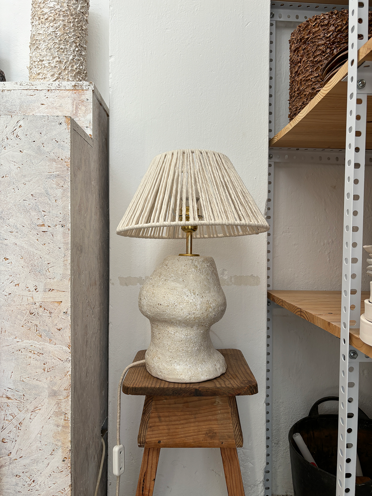 Irregular Matadero Table Lamp with Organic Cotton Lampshade